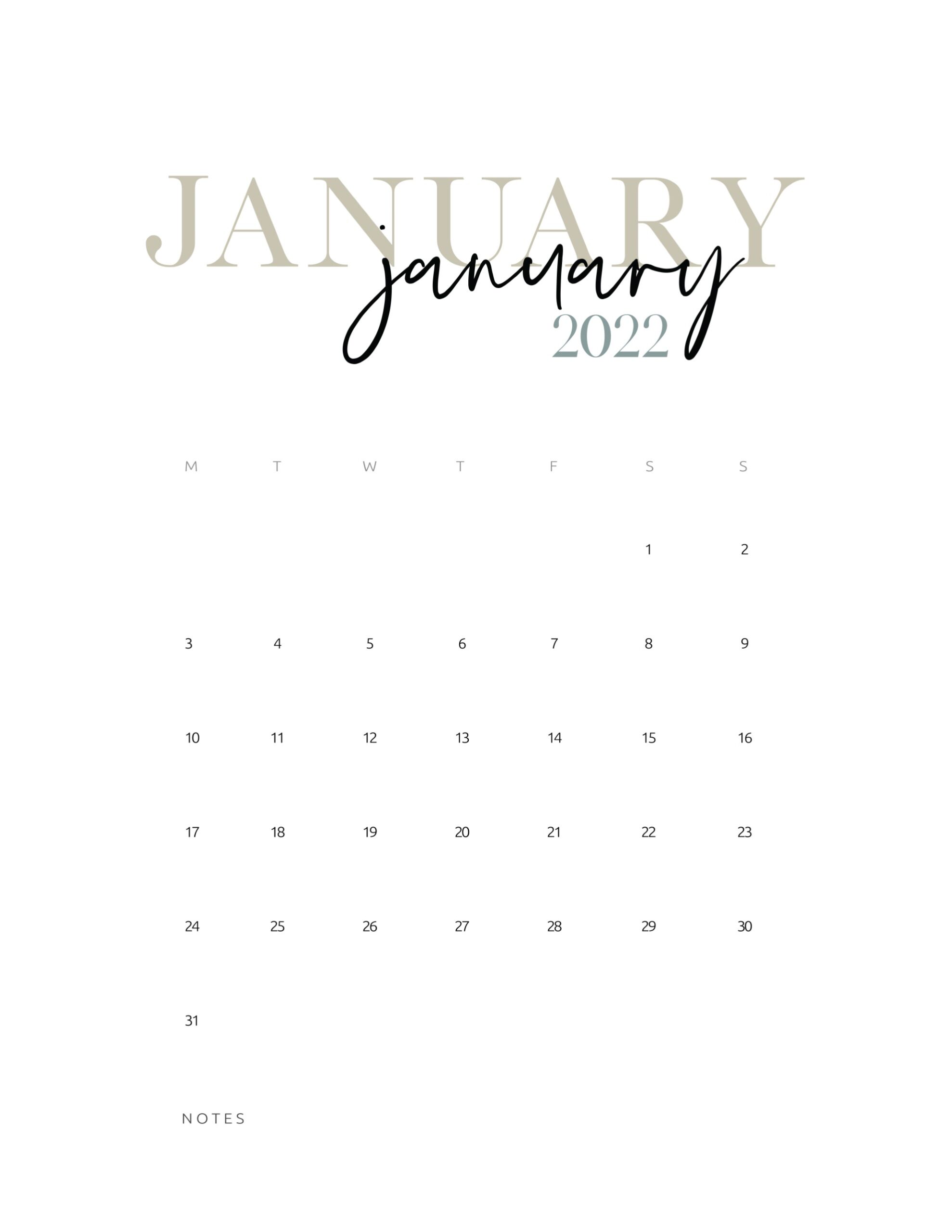 Month To Month Calendar 2022 Free 2022 Monthly Calendar Printable - World Of Printables
