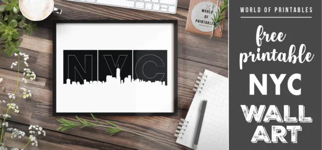 free printable NYC skyline wall art