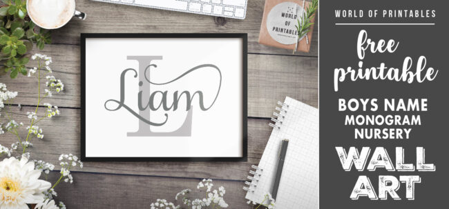 free printable boys name monogram nursery wall art