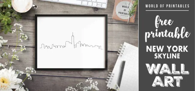 free printable new york skyline hand drawn wall art
