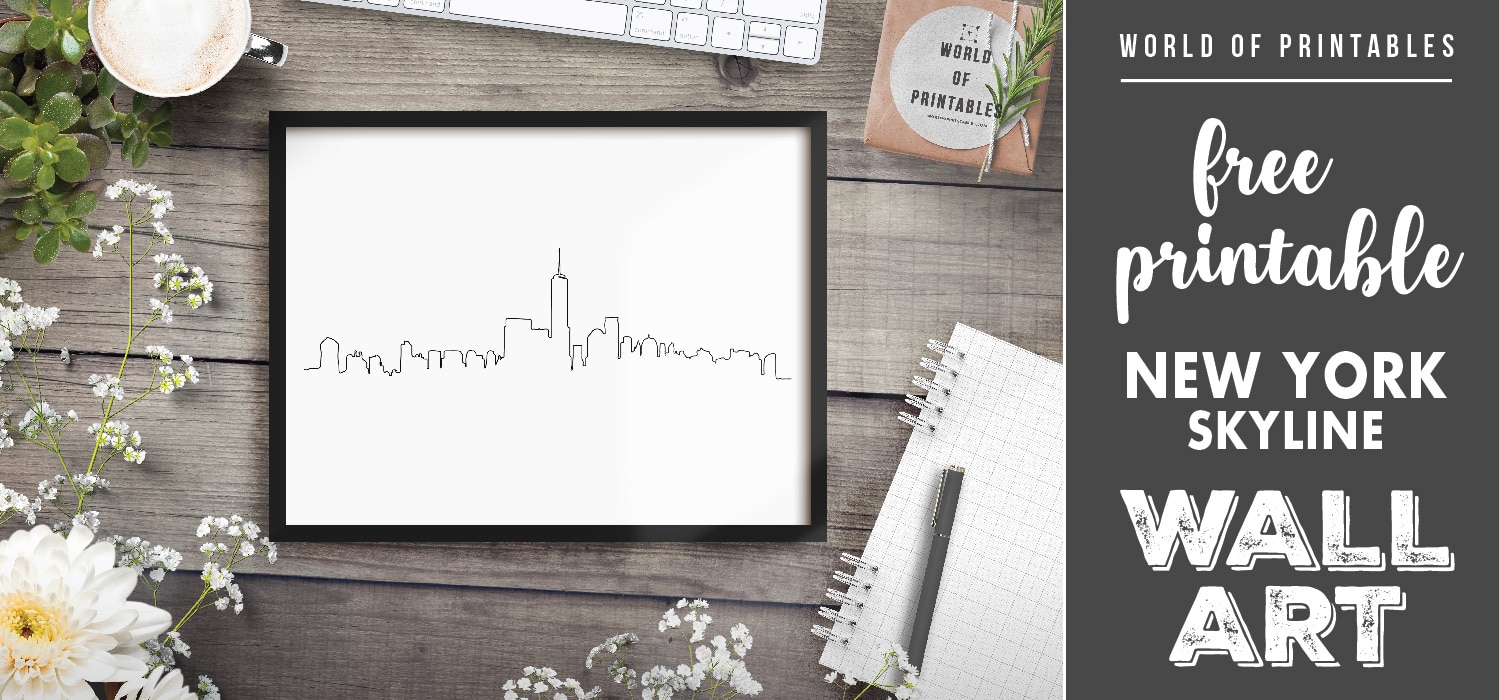 New York Skyline Hand Drawn Art Print - Free Printable Wall Art