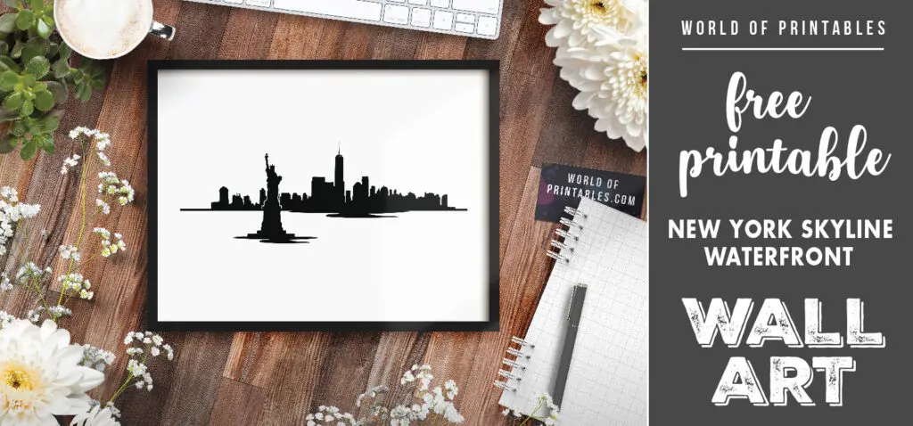 free printable new york skyline waterfront wall art