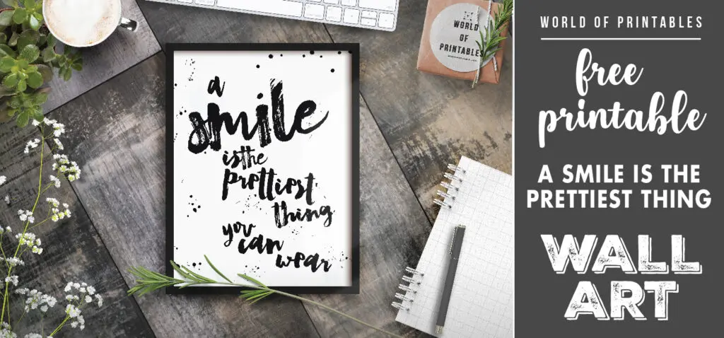 free printable wall art - a smile is the prettiest thing a girl can wear