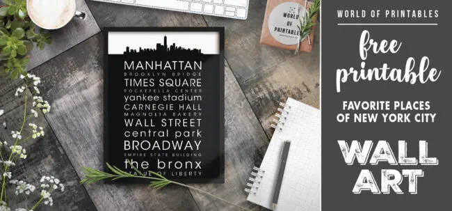 free printable wall art - favorite places of new york city