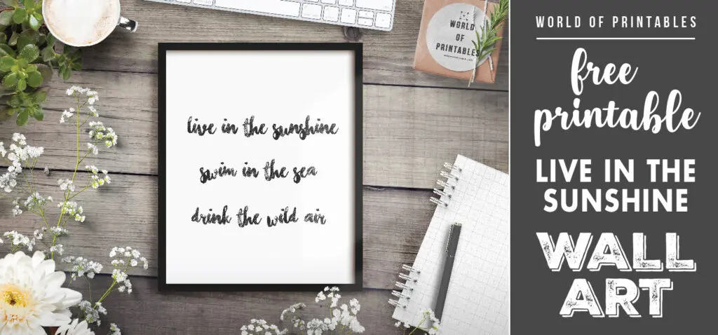 free printable wall art - live in the sunshine swim in the sea
