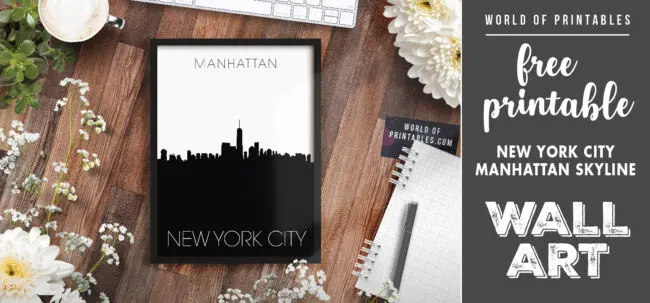 free printable wall art - new york city manhattan skyline