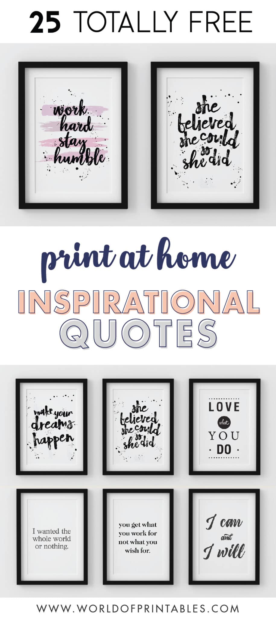 25 Free Inspirational Quotes For Wall Art Prints - World Of Printables