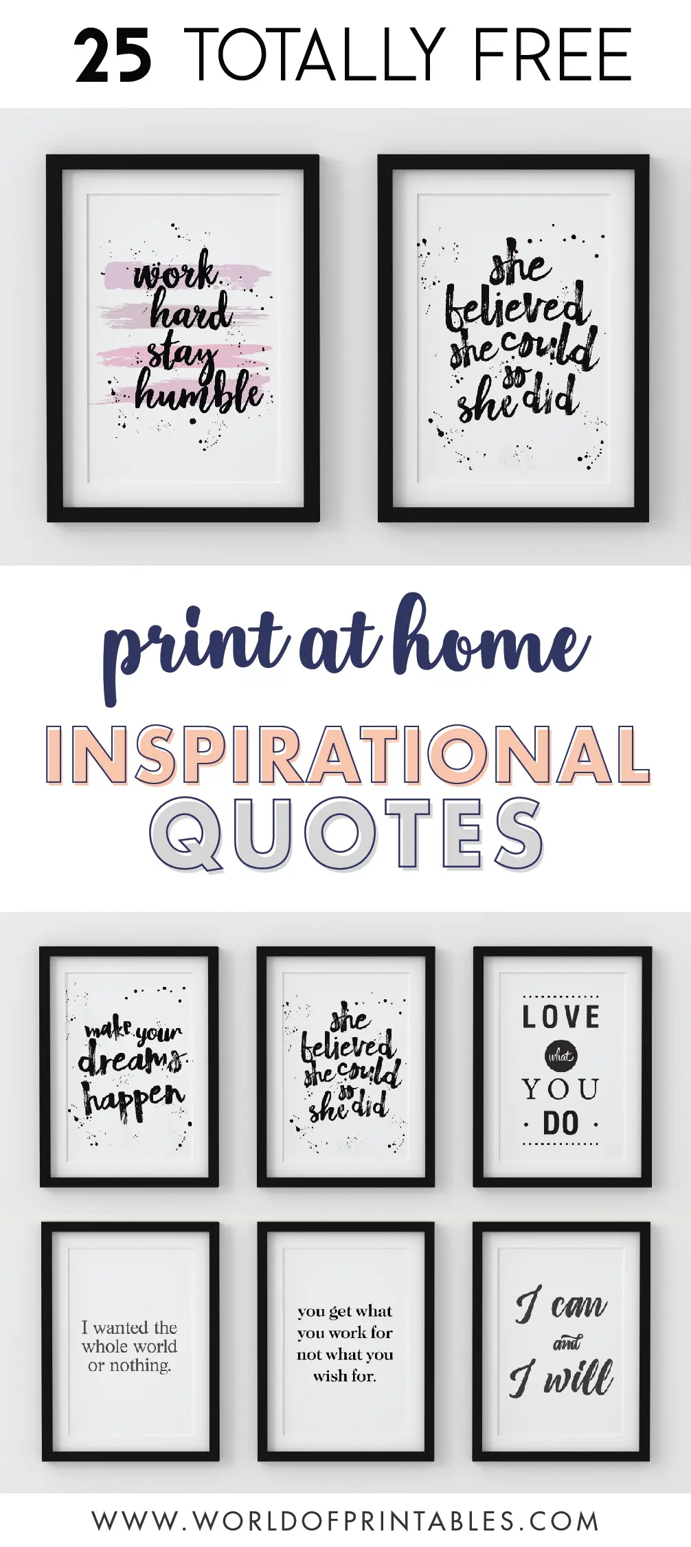 25 Free Inspirational Quotes For Wall Art Prints - World of Printables