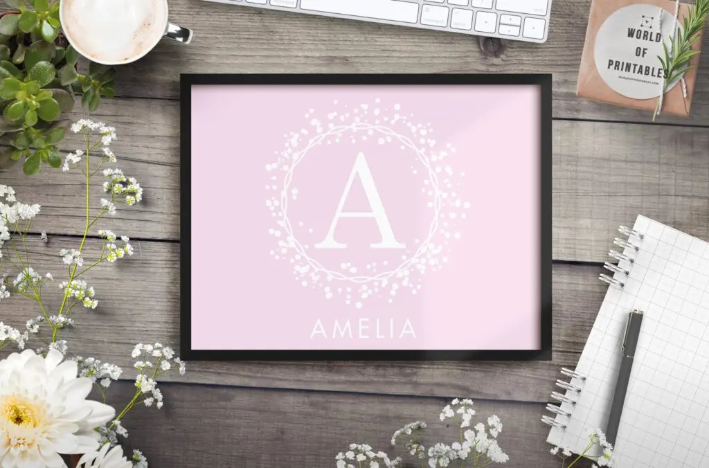 Girls Name Monogram in circle of dots bundle-mockup - Printable Wall Art