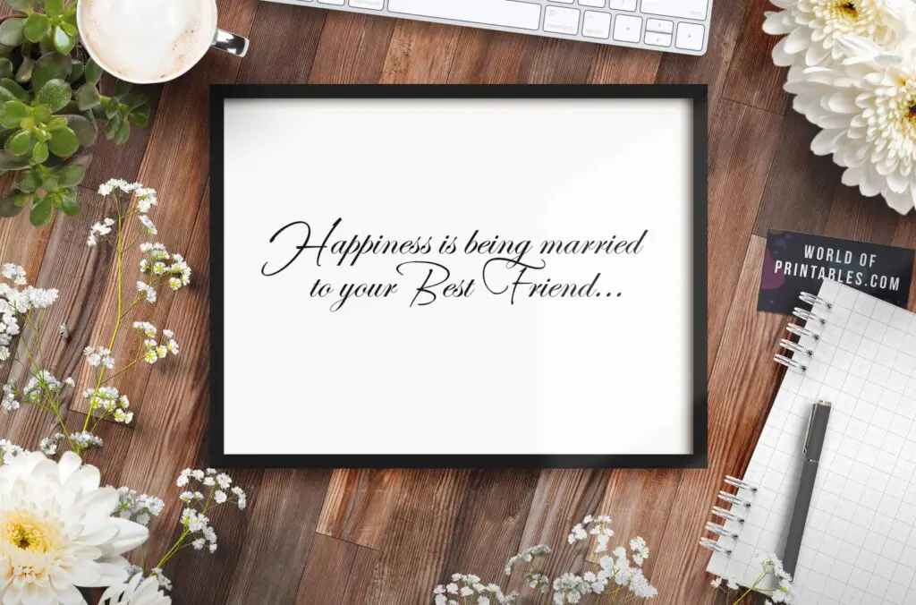 Happiness is being married to your best friend mockup - Printable Wall Art