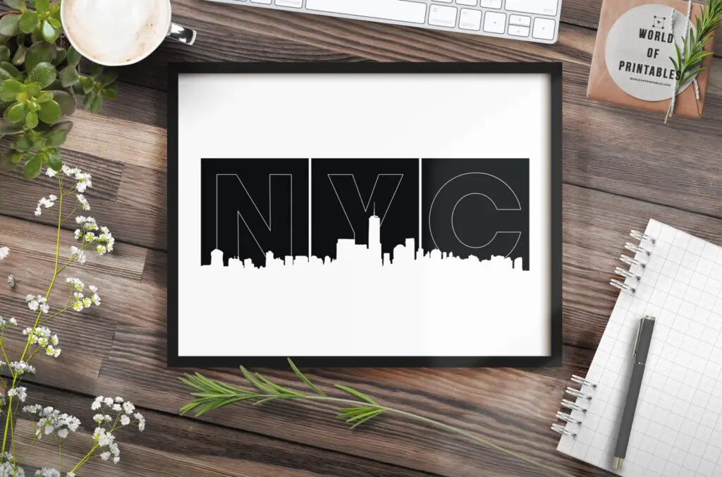 NYC Blocks Skyline Print in black and white - Free Printable Art Print