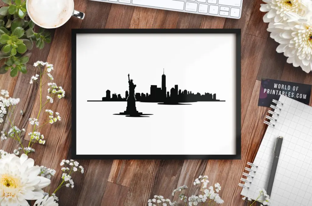 New York Skyline Waterfront mockup - Printable Wall Art