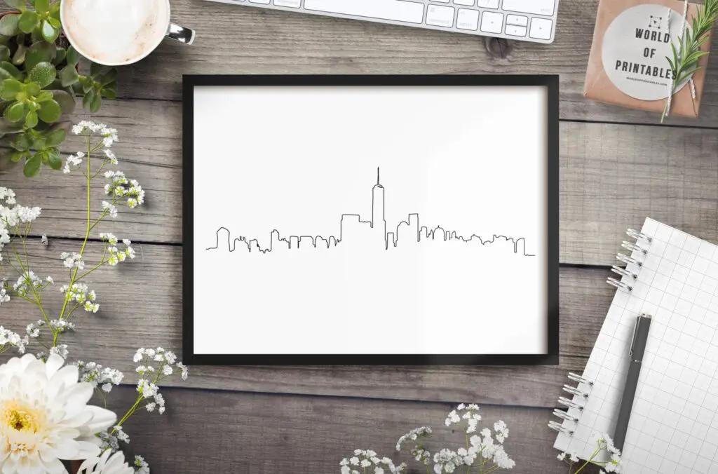 New York Skyline black and white art print - Printable Wall Art