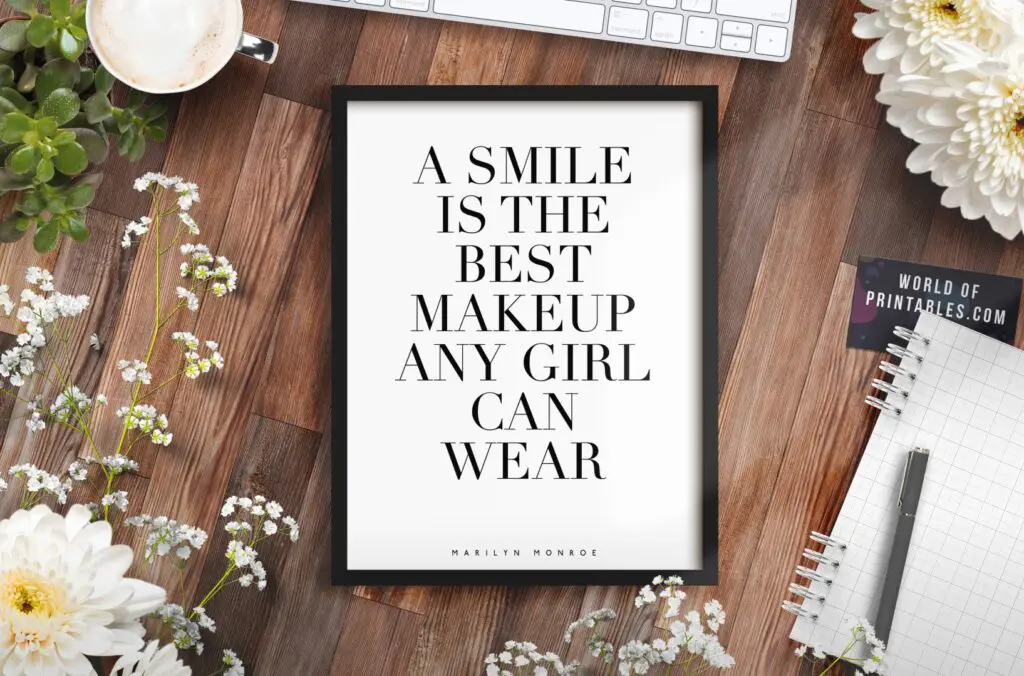 a smile is the best makeup a girl can wear mockup 2 - Printable Wall Art