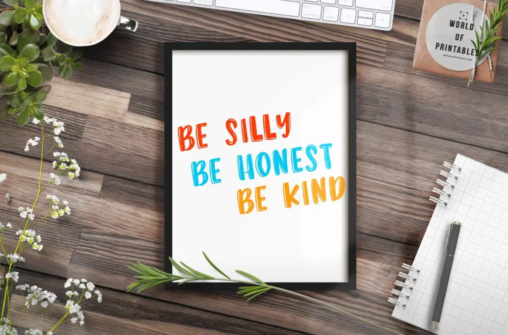 be silly be kind mockup - Printable Wall Art