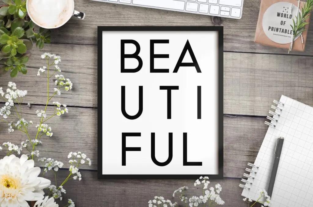 Beautiful word print in black - Printable Wall Art