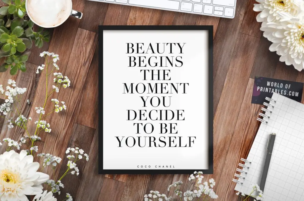 beauty begins the moment you decide to be yourself mockup 2 - Printable Wall Art