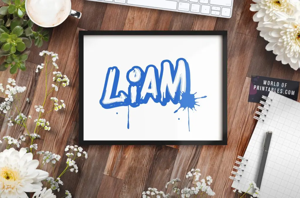 blue graffiti boys names mockup - Printable Wall Art