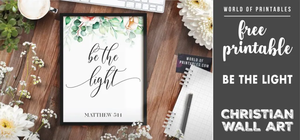 free christian wall art - be the light-2 - Printable