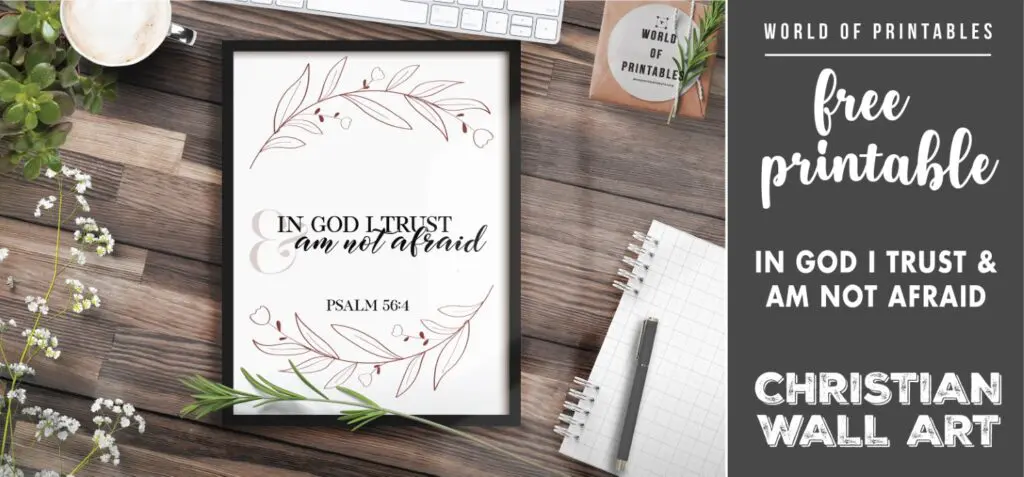 free christian wall art - in god i trust and am not afraid-Printable