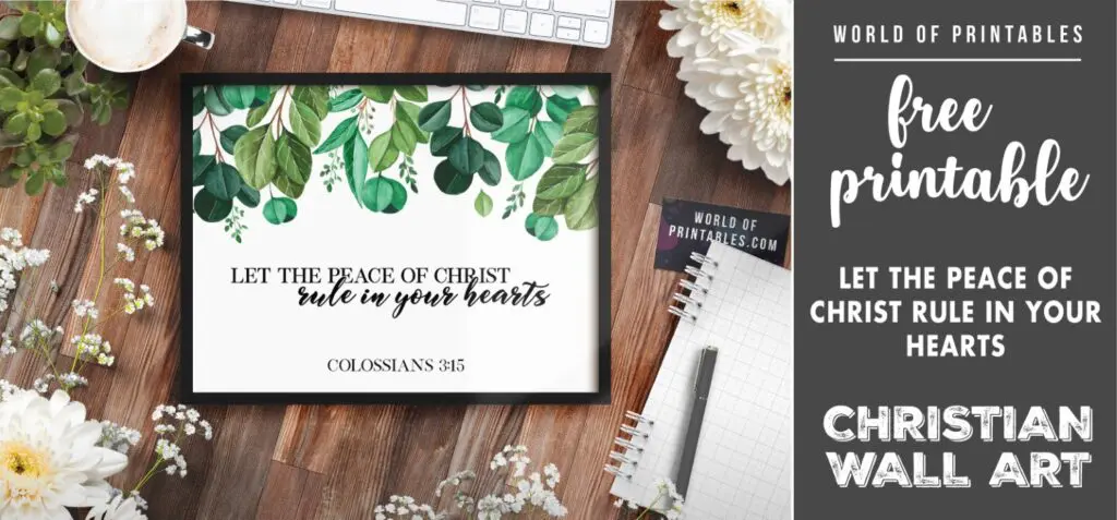free christian wall art - let the peace of christ rule in your hearts - Printable