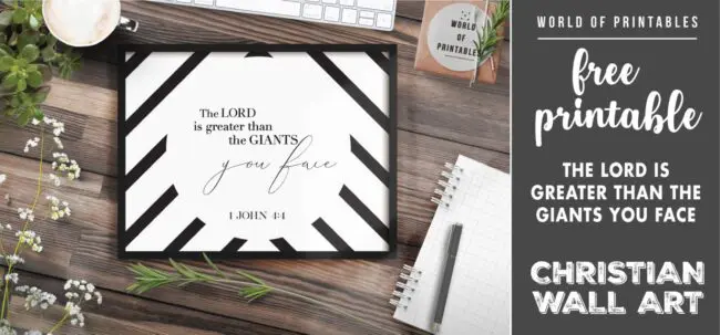 free christian wall art - the lord is greater than the giants you face- Printable