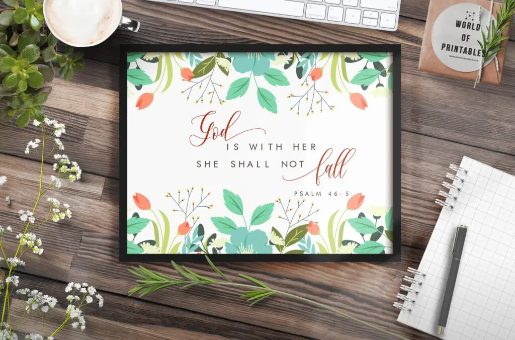 god is with her she shall not fall - Printable Wall Art