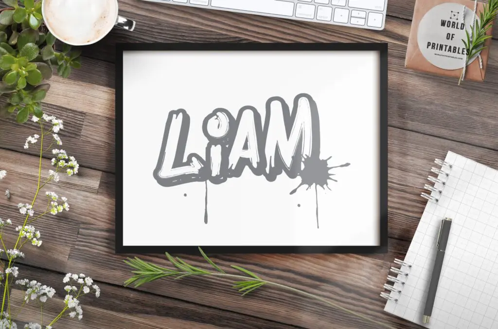 grey graffiti boys name mockup - Printable Wall Art