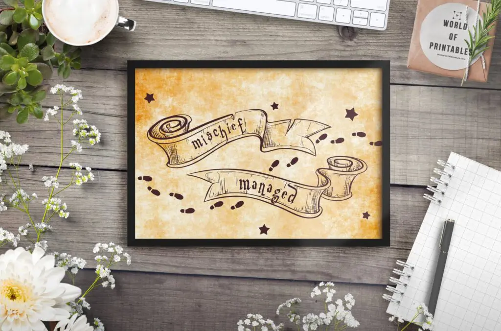 harry potter mischief managed rustic mockup - Printable Wall Art
