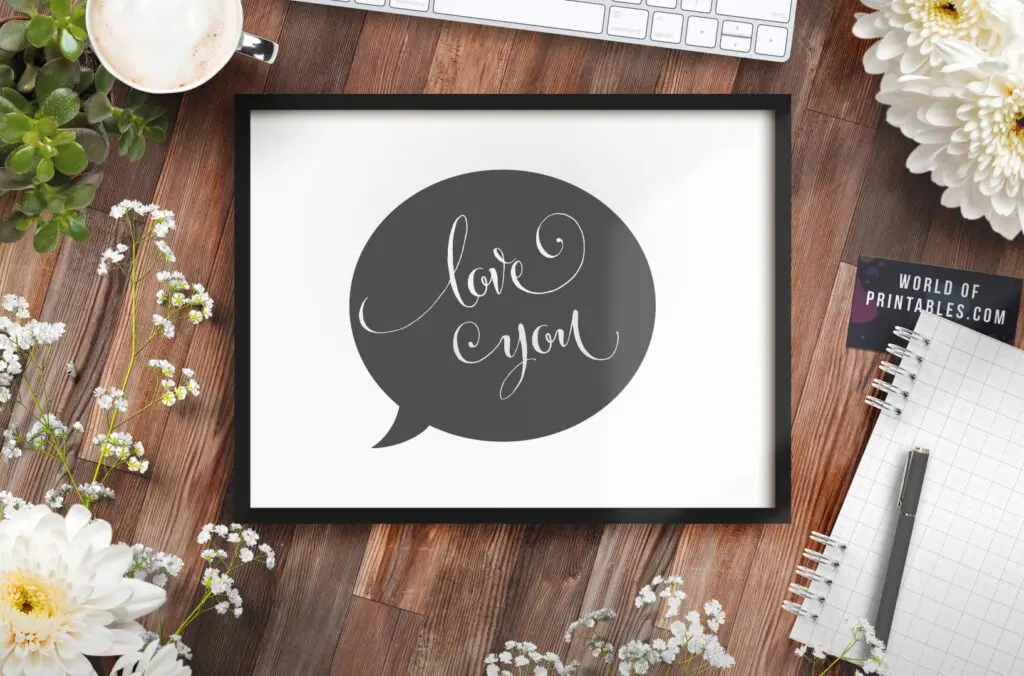 love you speech bubble art print - Free Printable Wall Art