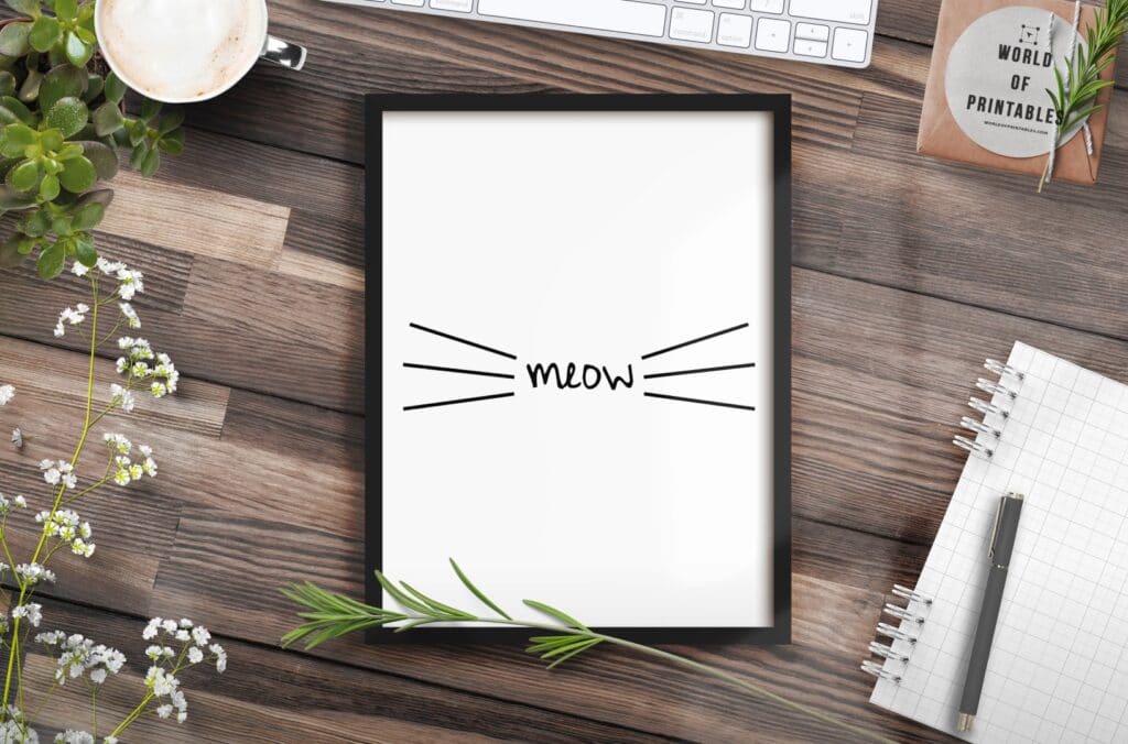 Meow sign, Meow Prints,Cats Lover Gift, Cat Bed Decor, Funny Print,Crazy  Cat Lady