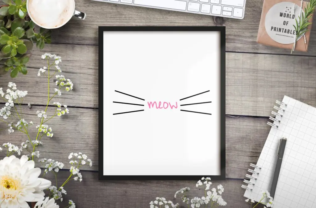 Meow Cat Print by World of Printables | Cat art, Cats illustration, Cat drawing