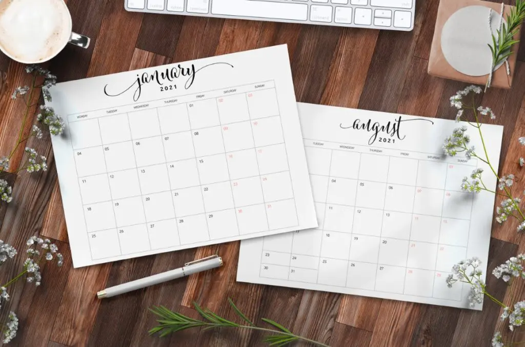 Free Printable 2021 Monthly Calendar Monday Start