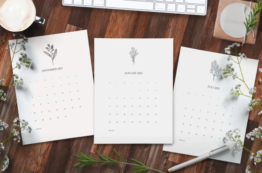 Free Free Floral Calendar 2021 Printable