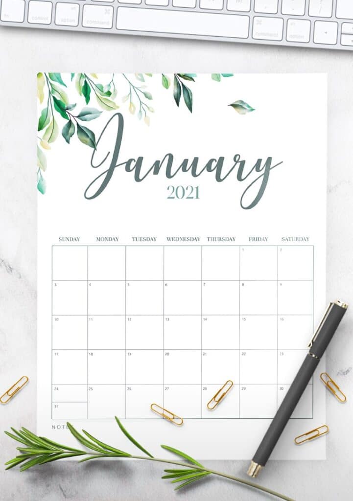 free printable 2021 calendar botanical style world of printables