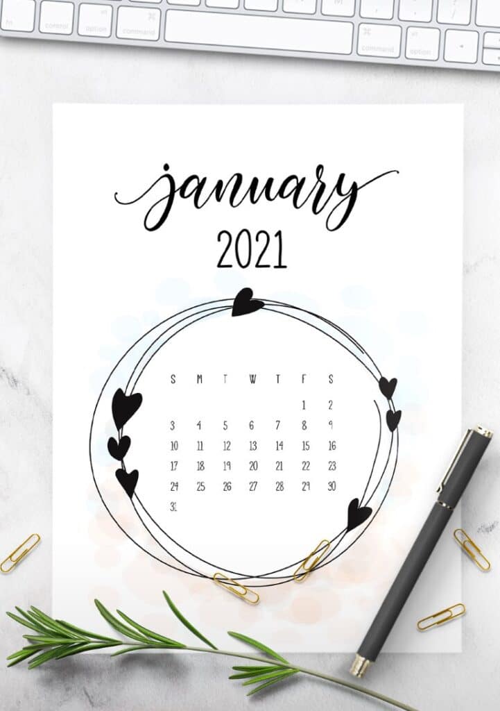 Free Floral Frame 2021 Calendar