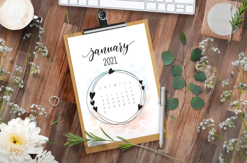Free Floral Frame Printable 2021 Calendar