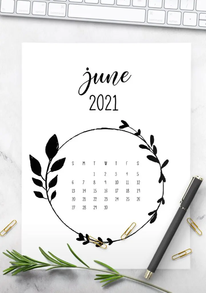 Free 2021 Floral Frame Calendar - World of Printables