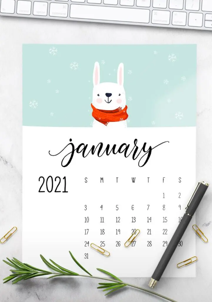 Cute Winter Animals 2021 Calendar
