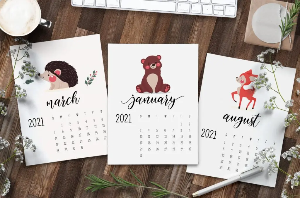 Free Printable Calendar 2021 - Animals 2021 Calendar