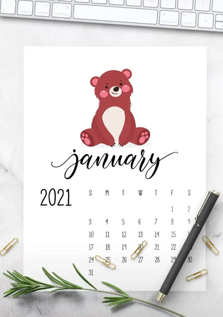 Forest Woodland Animals 2021 Calendar Printable
