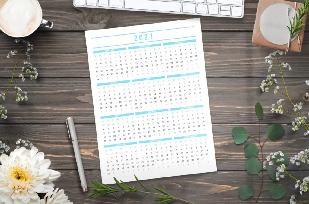 2021 Printable One Page Calendar