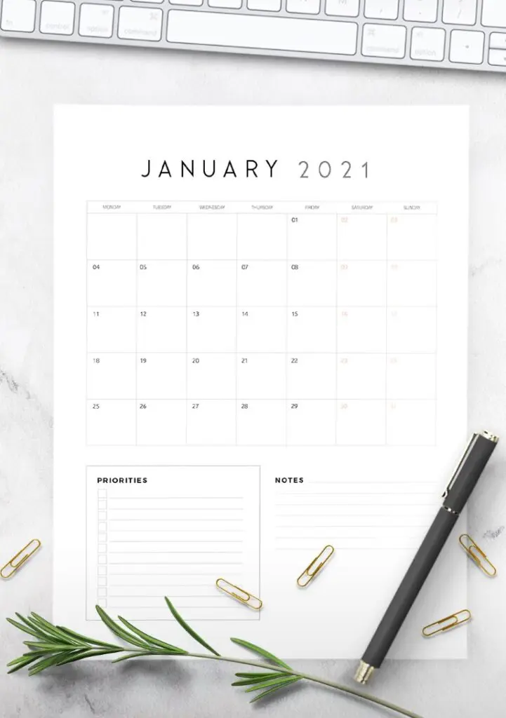 Free Printable Calendar 2021 - calendar 64 mockup 2