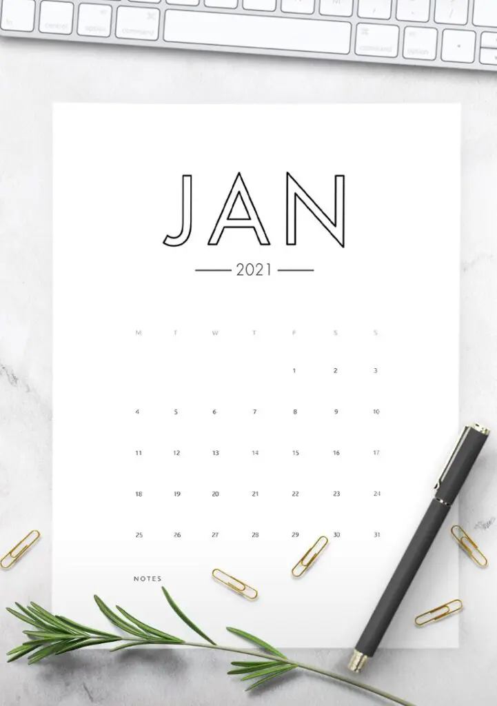 Free Monthly 2021 Calendar Template