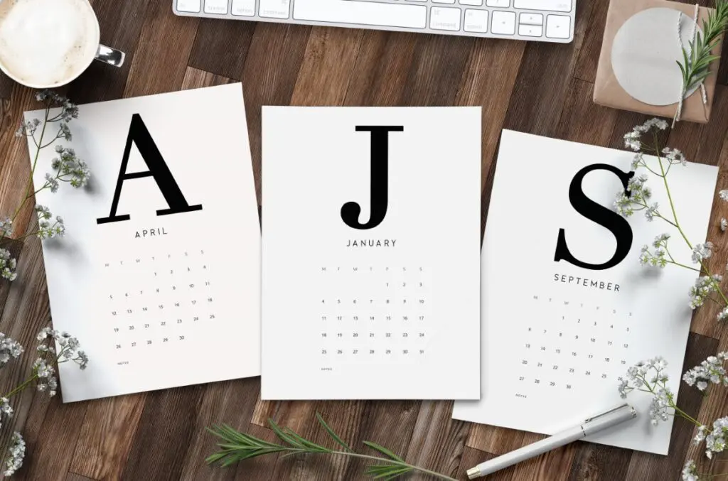 Alphabetical 2021 Calendar Printable