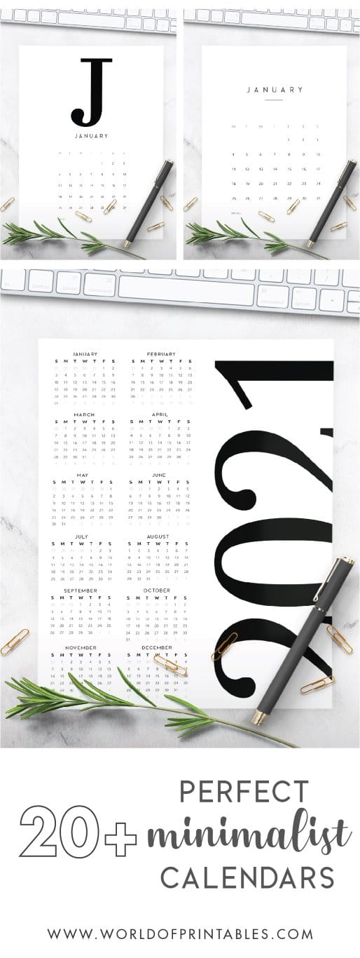 20+ Perfect Minimalist 2021 Calendar Printable Designs!