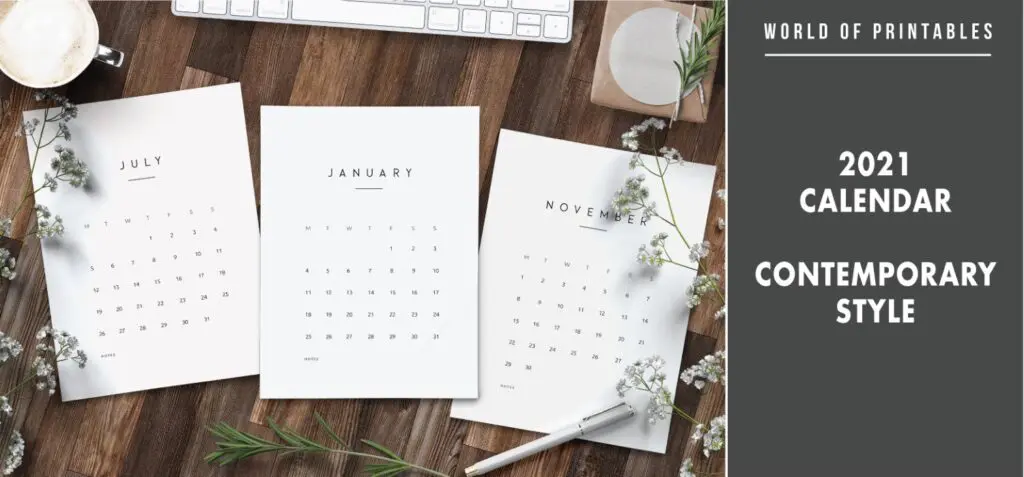 2021 calendar contemporary style