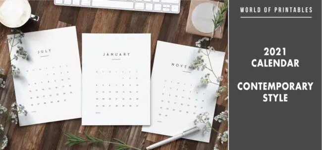 2021 calendar contemporary style