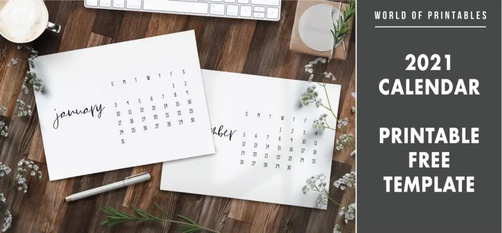 2021 calendar printable free template