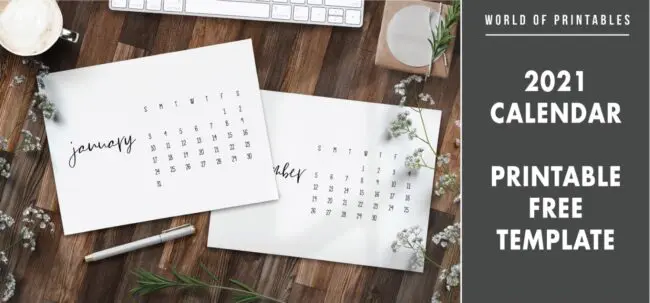2021 calendar printable free template